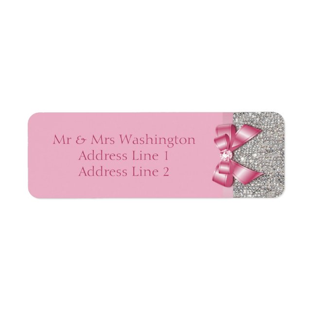 Séquins d'argent Bow rose et diamant (Devant)