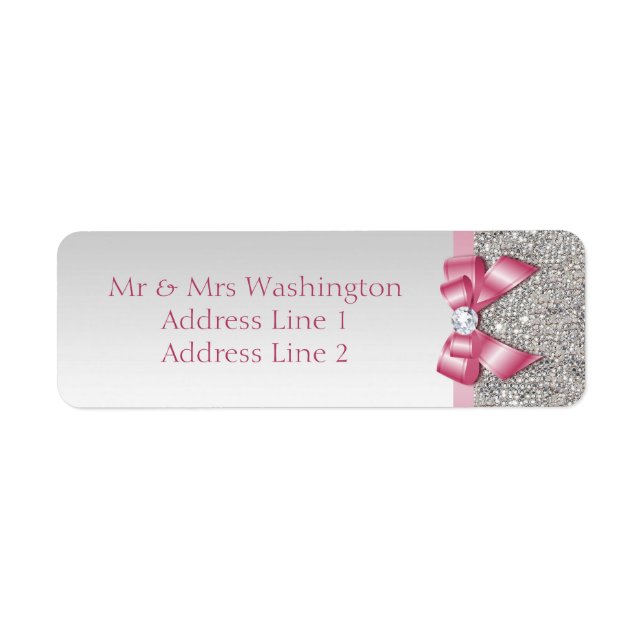 Séquins d'argent Faux Bow rose et diamant (Devant)