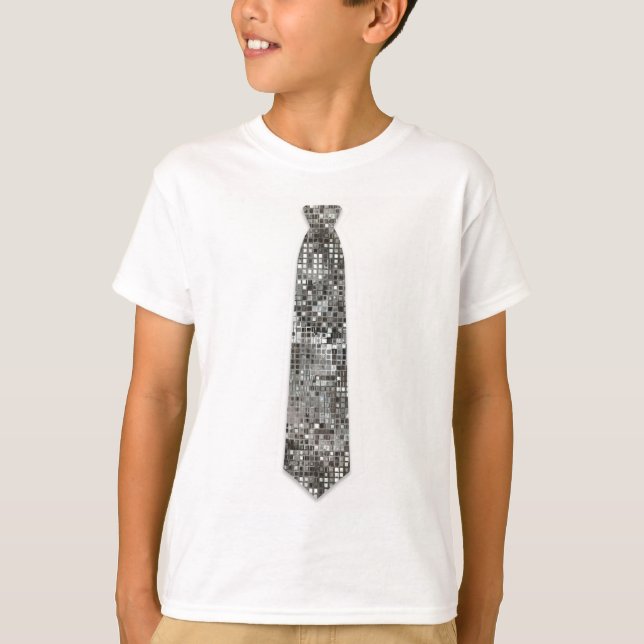 Séquins d'argent semblent faux T-shirt Cravate (Devant)