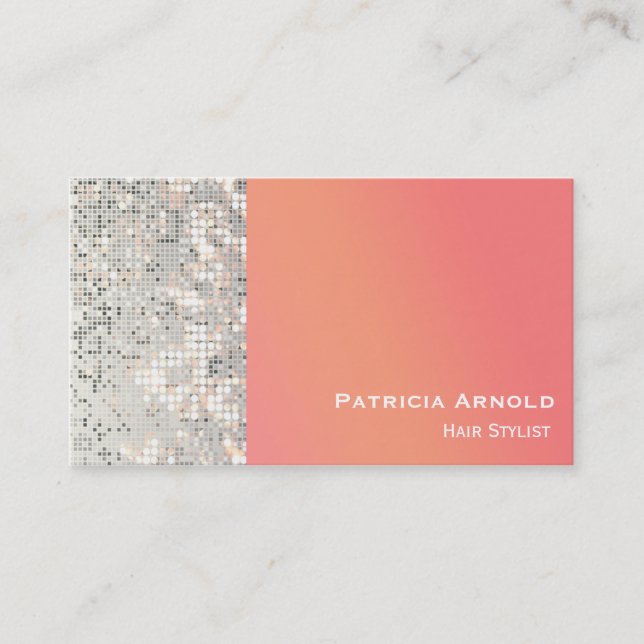 Sequins Glitter Glam Sunset Orange Business Card (Front)