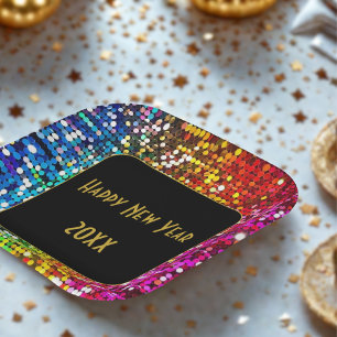 Sequins New Year Paper Plate