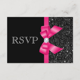 Séquins noirs imprimés et Bow rose chaud RSVP