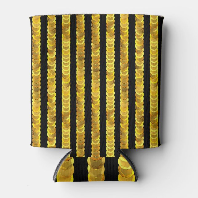 Sequins pattern, beads, rhinestones, 3D fashion. Can Cooler (Front)