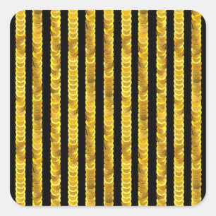 Sequins pattern, beads, rhinestones, 3D fashion. Square Sticker