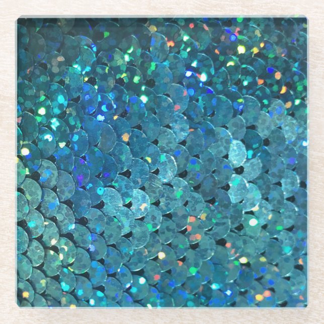 Sequins Sparkle: Macro Abstract Background Glass Coaster (Front)