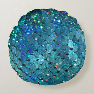 Sequins Sparkle: Macro Abstract Background Round Pillow