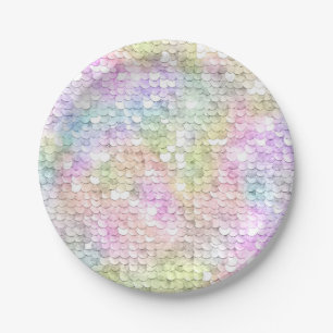 Sequins Sparkling Rainbow Heart  Paper Plate