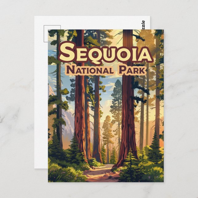 Sequoia National Park California Tree Retro  Postcard (Front/Back)