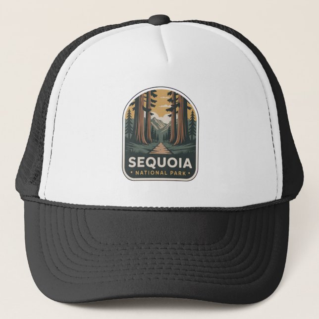 Sequoia National Park Forest Trail Badge Trucker Hat (Front)