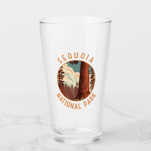 Sequoia National Park Illustration Distressed Glass