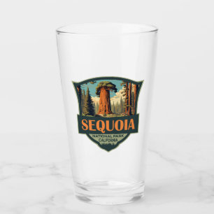 Sequoia National Park Illustration Retro Glass