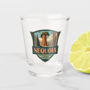 Sequoia National Park Illustration Retro Shot Glass