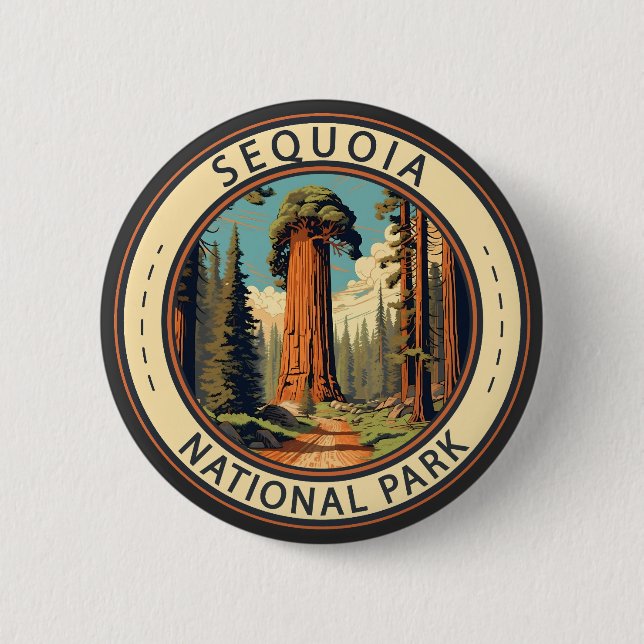 Sequoia National Park Illustration Travel Art 2 Inch Round Button (Front)