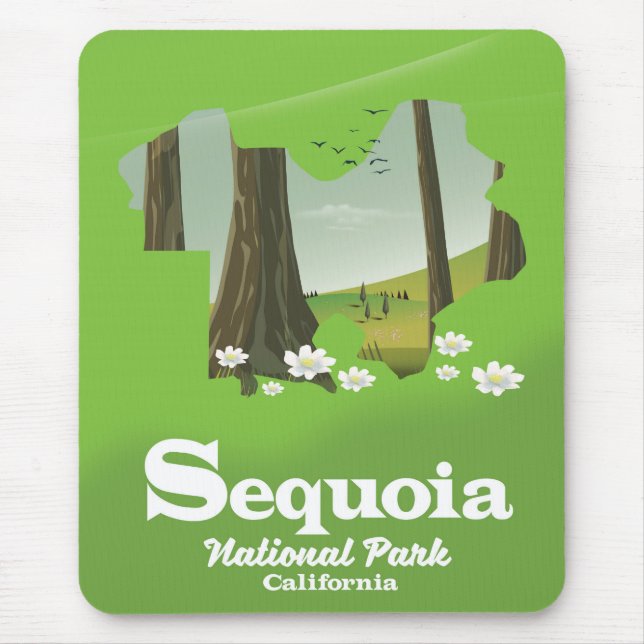 Sequoia National Park map travel poster Mouse Pad (Front)