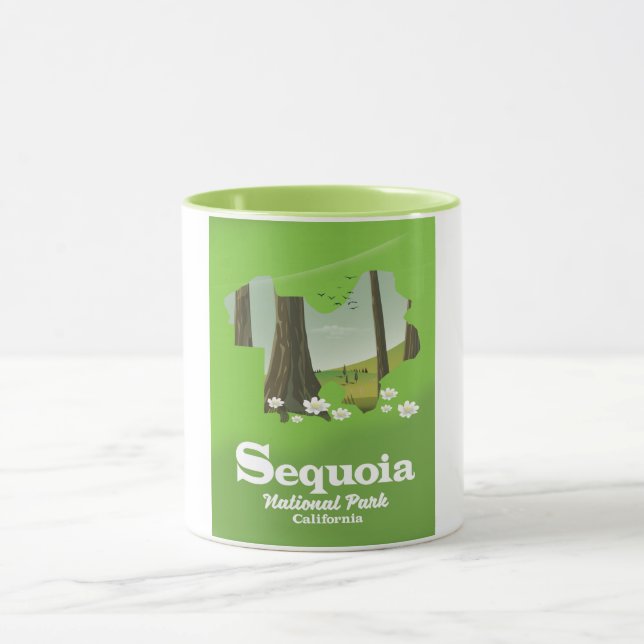 Sequoia National Park map travel poster Mug (Center)
