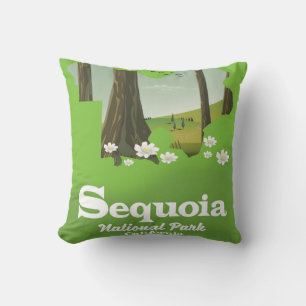 Sequoia National Park map travel poster Throw Pillow
