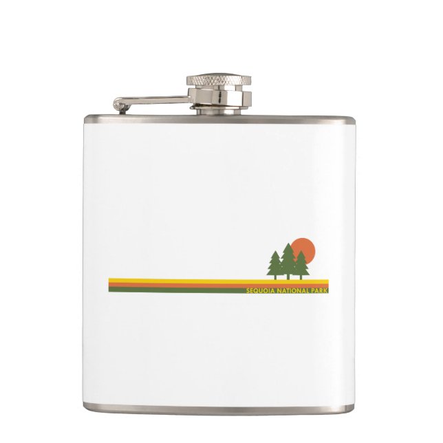 Sequoia National Park Pine Trees Sun Hip Flask (Front)