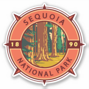 Sequoia National Park Retro Compass Emblem