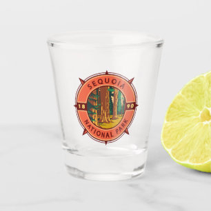 Sequoia National Park Retro Compass Emblem Shot Glass