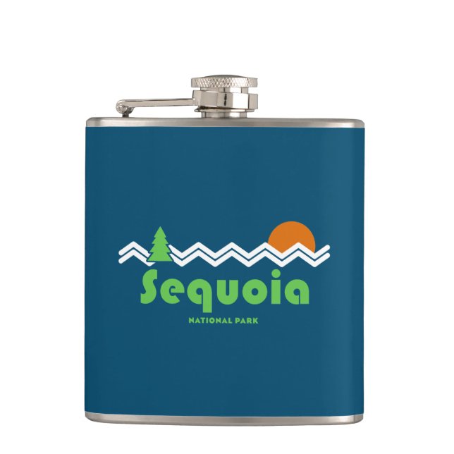 Sequoia National Park Retro Hip Flask (Front)