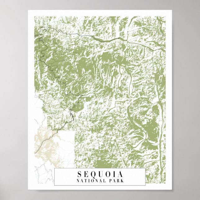 Sequoia National Park Retro Street Map Poster (Front)