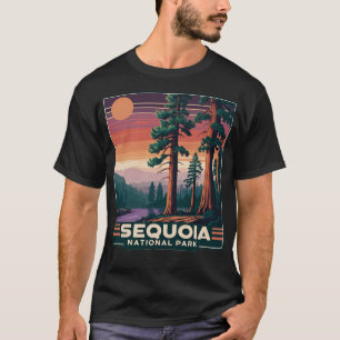 Sequoia National Park Retro Sunset Landscape Graph T-Shirt