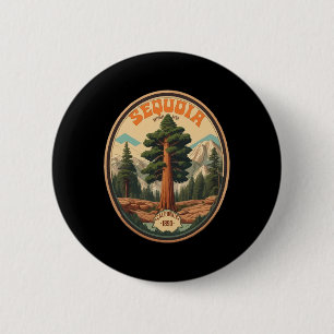 Sequoia National Park Tree Illustration Hiking Ret 2 Inch Round Button