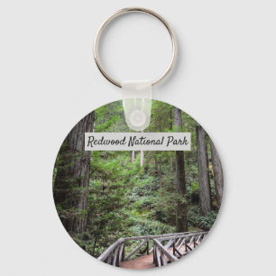Sequoias with Wood Bridge   Redwood National Park Keychain