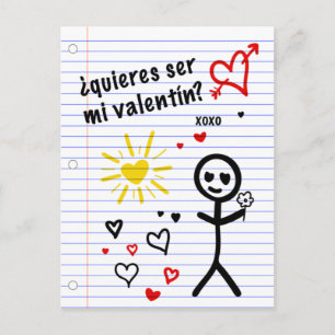 ser mi valentin bocetos de papel de cuaderno postcard