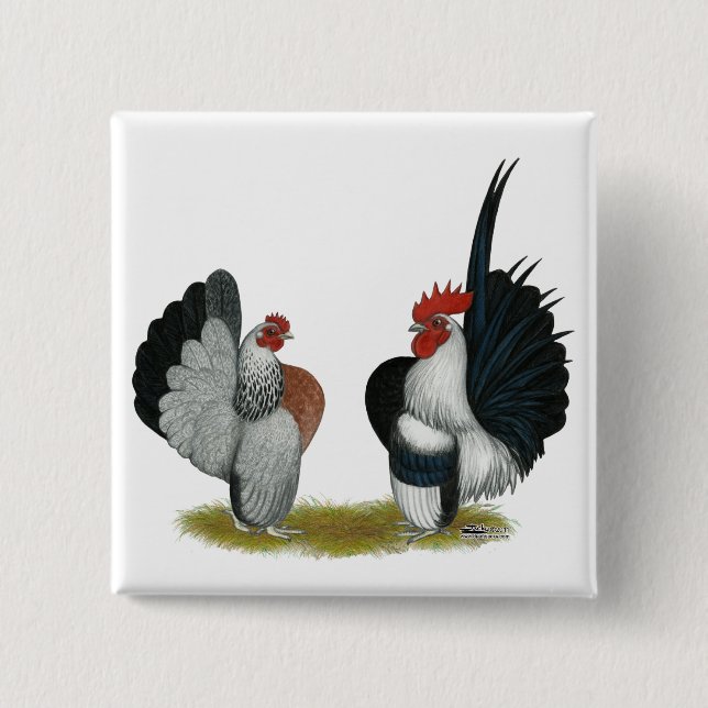 Serama Bantams 2 Inch Square Button (Front)