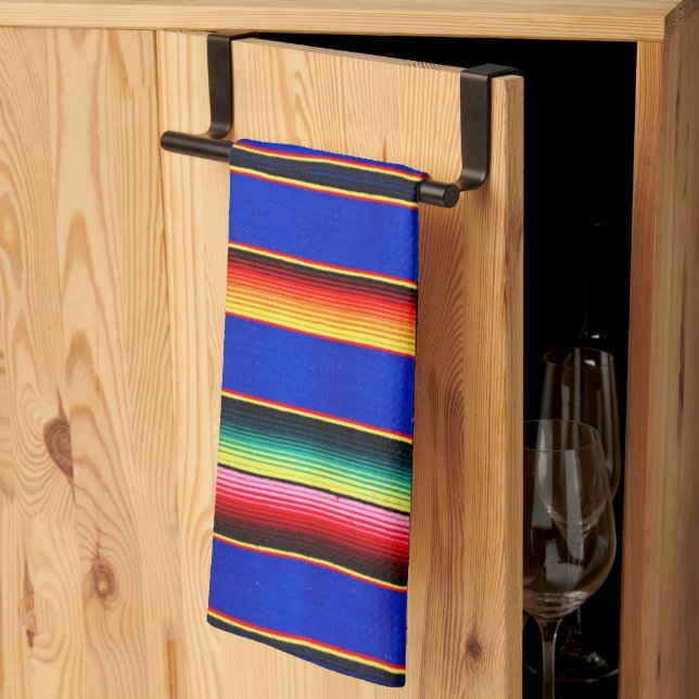 Serape coloré rayures serviette de cuisine (Pliage en tiers)