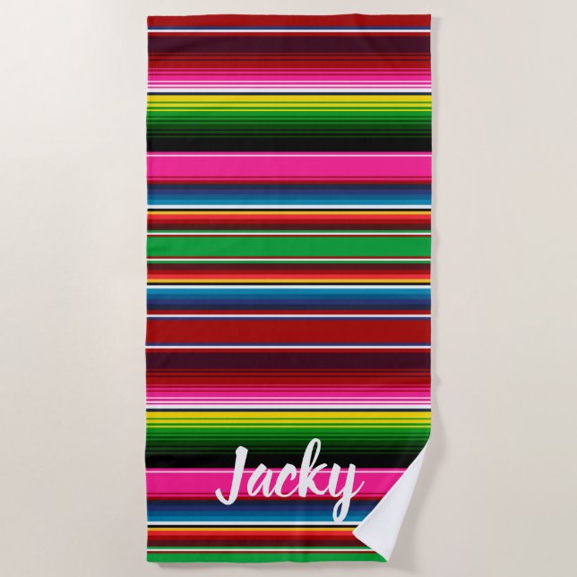 Serape Custom Name Wedding Vacation Beach Towel (Front)