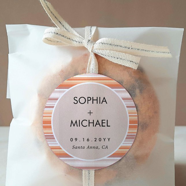 Serape  Fall Season | Minimal Wedding  Classic Round Sticker (Creator Uploaded)