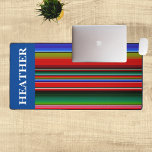 Serape Mexican Stripes Monogram Name Desk Mat<br><div class="desc">This design was created though digital art. It may be personalized in the area provided by changing the photo and/or text. Or it can be customized by choosing the click to customize further option and delete or change the colour the background, add text, change the text colour or style, or...</div>