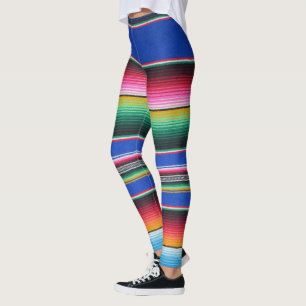 Serape pattern leggings bold Lapis blue stripe