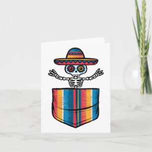 Serape Skeleton Mariachi Pocket Cinco De Mayo Mexi Card