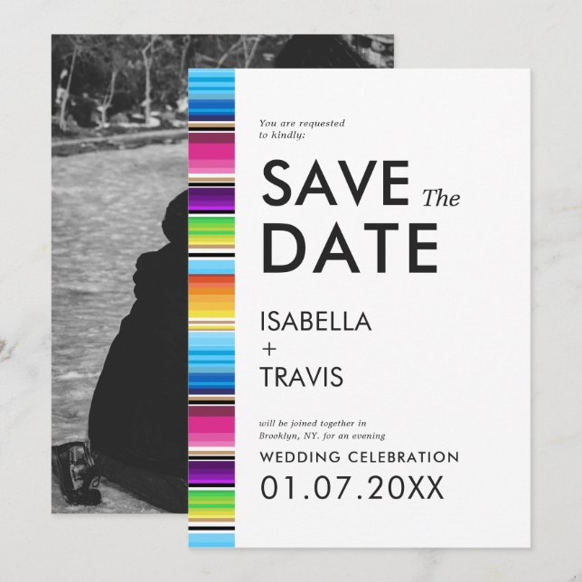 Serape Spring Stripes | Photo Save the Date Invitation (Front/Back)