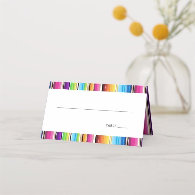 Serape Spring Stripes | Wedding  Place Card (Front)
