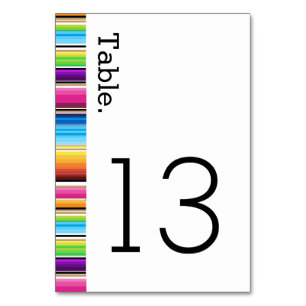 Serape Spring Stripes Wedding Table Number