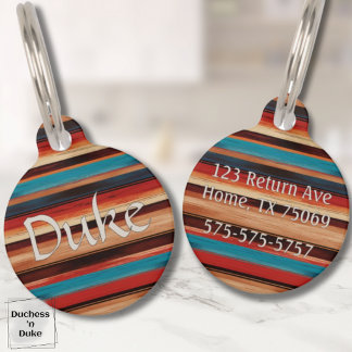 Serape Stripe Personalized Dog Name Pet ID Tag