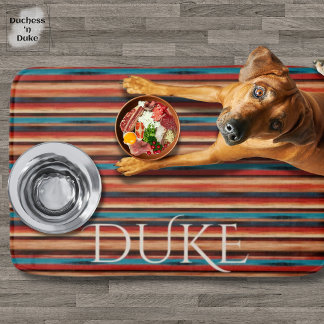 Serape Stripe Western Personalized Dog Feeding Mat