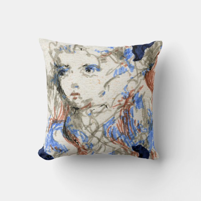 Seraph Ink Pen Drawing Throw Pillow (Front)