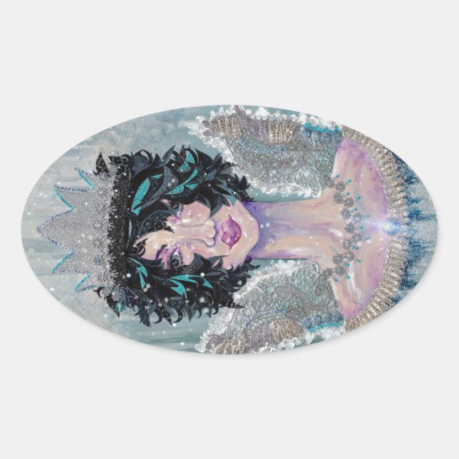 Seraph Tristana Melancholy Guardian Angel  Oval Sticker (Front)