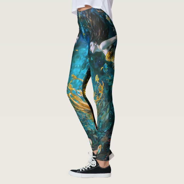 “Seraphina” – Beautiful Mystical Mermaid Leggings (Left)