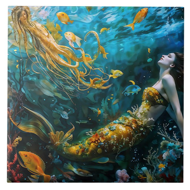 “Seraphina” – Beautiful Mystical Mermaid Tile (Front)