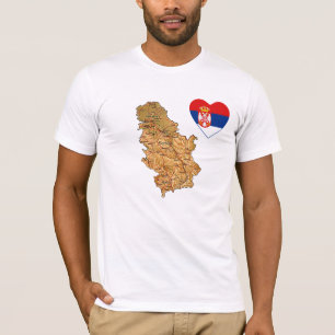 Serbe Drapeau Coeur et carte T-shirt