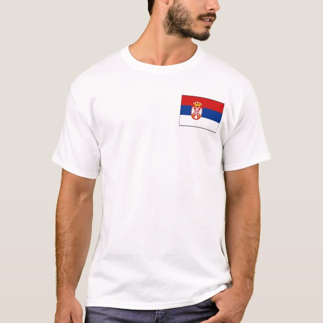 Serbe Drapeau et carte T-shirt (Devant)