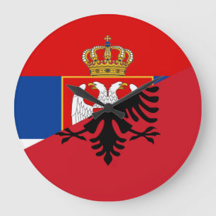serbia albania flag country half symbol large clock