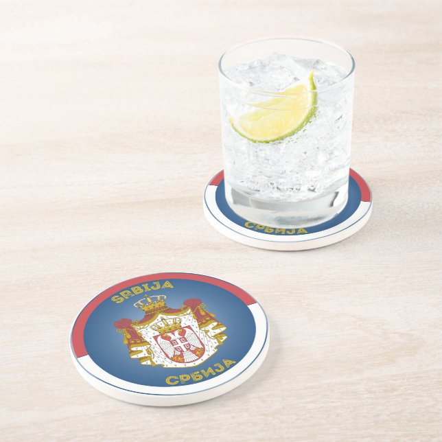 Serbia Coat of Arms Circle Shape  Coaster (Side)