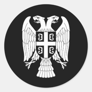 Serbia coat of arms, double-headed white eagle classic round sticker